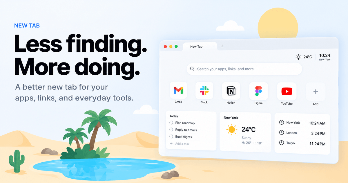 New tab page with your apps, links, and tasks - WebCatalog New Tab